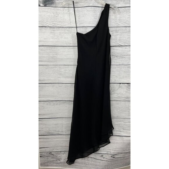 Betsy and Adam by Jasmine One-Shoulder Asymmetrical Black Dress, Size 6 - Picture 2 of 3
